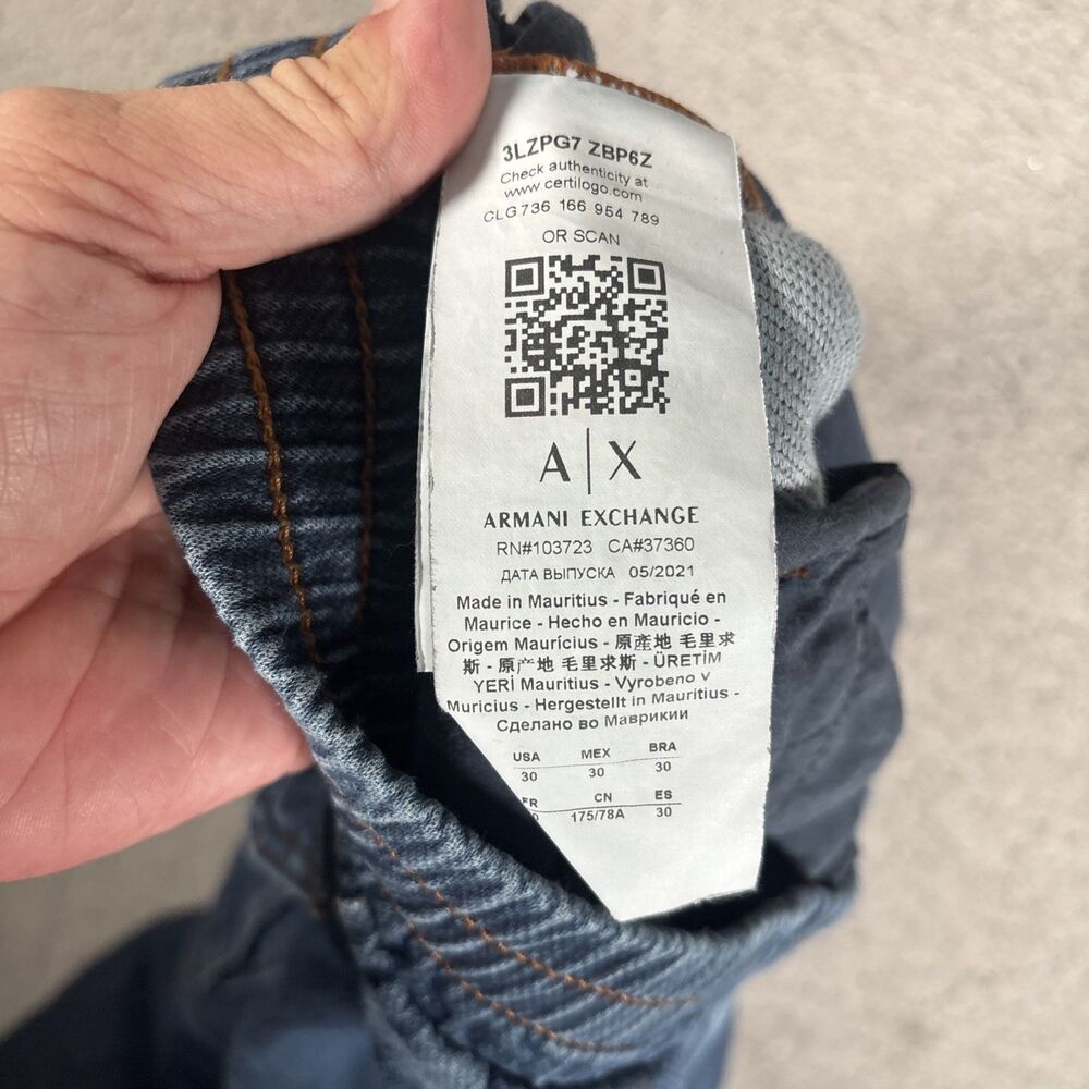 Armani Exchange Cropped‎ Ankle Cargo Jogger Blue Jeans Men’s Size 30 Fit 30x24 - Picture 15 of 16